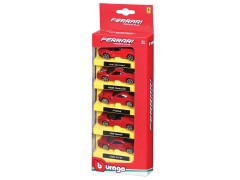 Bburago Ferrari Race & Play sett m/5 bilar, 1:64, assorteret