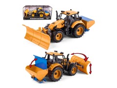 Traktor med frontskraber och saltspreder, 29 cm