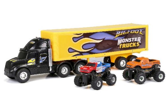 New Bright Radiostyrd Truck Hauler med Monster Trucks