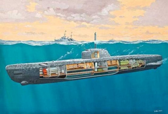 Revell, German Submarine Type XXI w. interior, 1:144