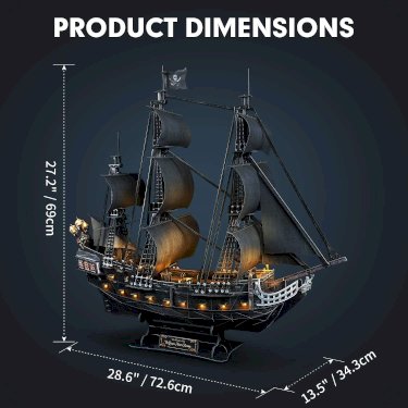 Revell 3D Puzzle, Black Pearl m/ LED, 340 delar