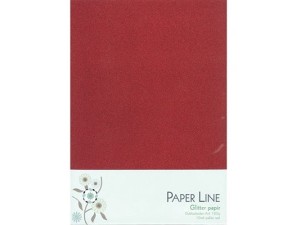 Paper Line, glitterpapir, A4, 10 ark, röd