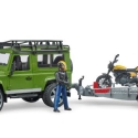 Bruder, Land Rover m/ trailer, flat track-motorcykel och fører