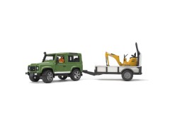 Bruder Land Rover Defender m/ trailer och Minigrävare