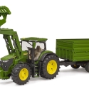 Bruder, John Deere 7R 350, traktor m/ frontlastare och tippsläp 