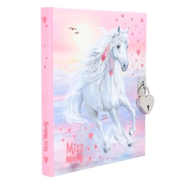 Miss Melody, dagbog m/ lås, häst och hjerter