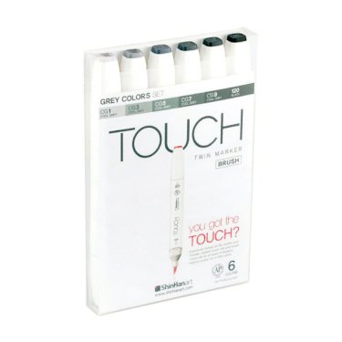 Touch Twin Brush Markers, 6 stk., gråtoner