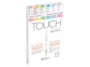 Touch Twin Brush Markers, 6 stk., pastelfarver