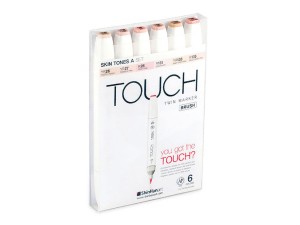 Touch Twin Brush Markers, 6 stk., hudfarver