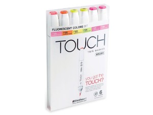 Touch Twin Brush Markers, 6 stk., neonfarver