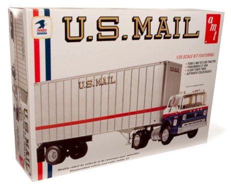 AMT, Ford C600 Truck w/ trailer, US Mail, 1:25