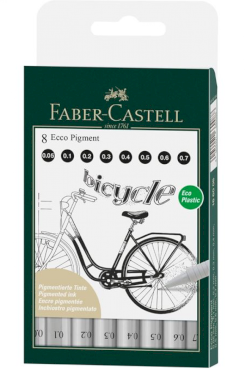 Faber-Castell Ecco Pigment, fiberpenne, 8 stk.