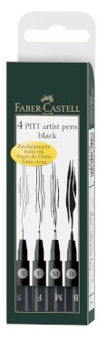 Faber-Castell Pitt Artist Pen, svart, 4 stk.