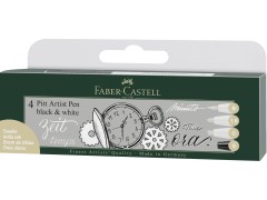 Faber-Castell Pitt Artist Pen, svart & vit, 4 stk.