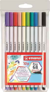 Stabilo, Pen 68 Brush, penseltuscher, 10 stk.