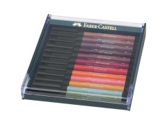 Faber-Castell Pitt Artist Pen, pensel, jordfarver, 12 stk.