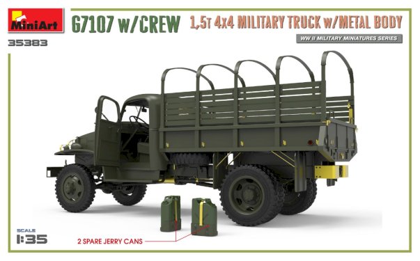 MiniArt, G7107 w/ Crew 1,5T 4X4 Cargo Truck w/ Metal Body, 1:35