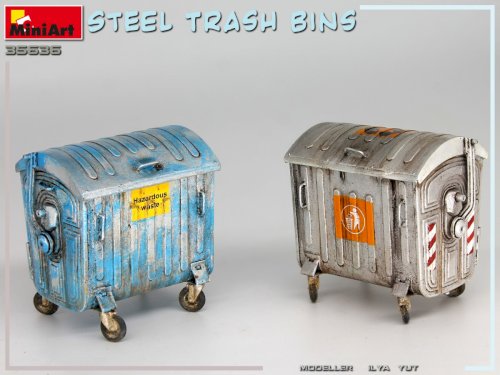 MiniArt, metal affaldskontainere och spande, 1:35