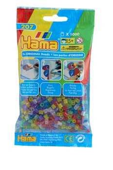 Hama Midi, pärlor, 1.000 stk., mix 54, transparent med glitter