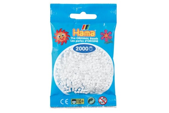 Hama Mini, pärlor, 2.000 stk., vit (01)