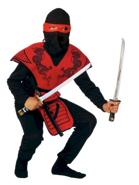 Rio, Röd ninja, dräkt, 4-6 år