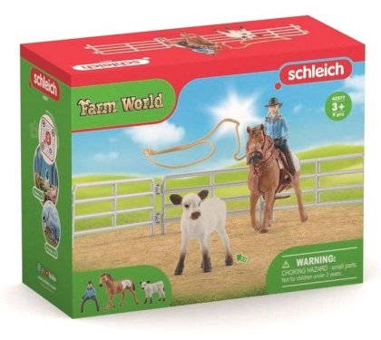 Schleich Farm World, lassokast m/ cowgirl