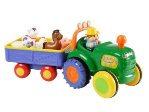 Traktor med vagn och 5 djur