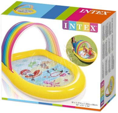 Intex, børnepool m/ sprinkler, Rainbow Arch, 84L