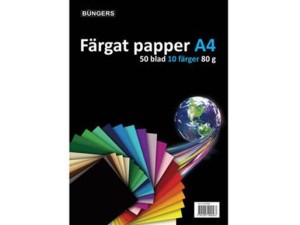 Büngers, farvet kopipapir, A4, 80 g, 50 ark, 10 färger