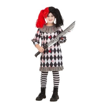 Creepy clown, dräkt, flicka, 9-10 år