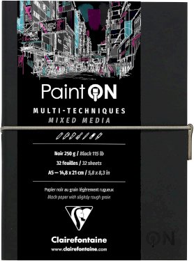 Clairefontaine, Paint On, mixed media-blok, A5, svart, plastomslag