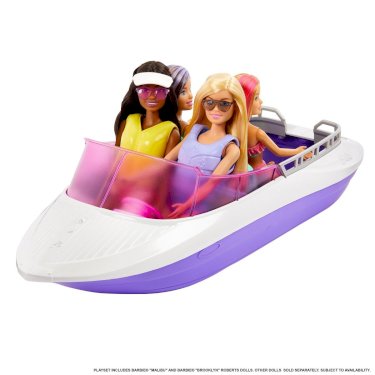 Barbie, speedbåd m/ 2 dockor