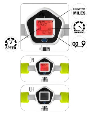 Skids Control, foldbart sparkcykel m/ speedometer
