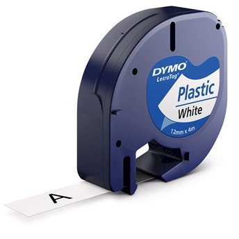 Dymo tape LetraTag plastik 12mmx4m vit