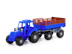 Polesie, traktor m/ tippsläp, blå, 57 cm