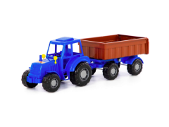 Polesie, traktor m/ tippsläp, blå/brun, 57 cm