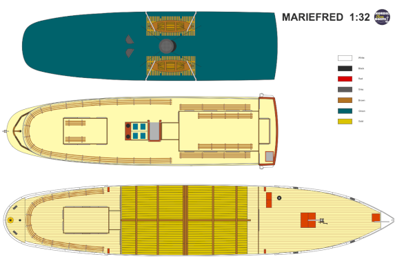 NCB, S/S Mariefred, svensk turbåd, trä, 1:32