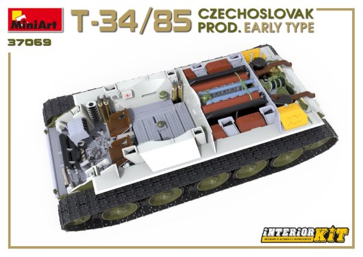 MiniArt, T-34/85 Czechoslovak Prod. early type med interiør, 1:35
